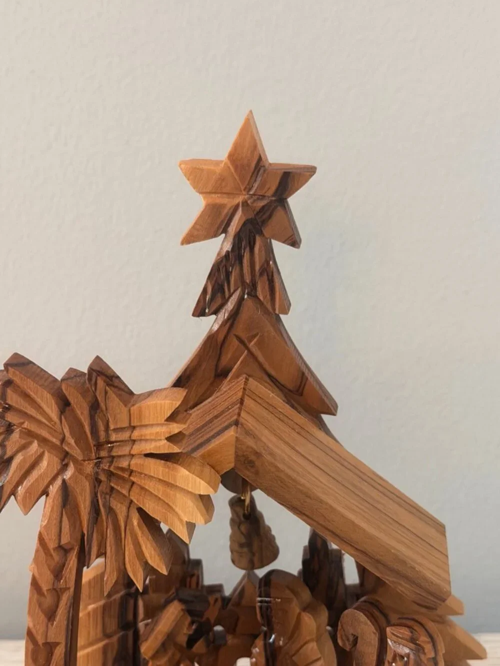 Vintage Olive Wood Nativity Set Handmade Carved in Bethlehem Israel Holy Family